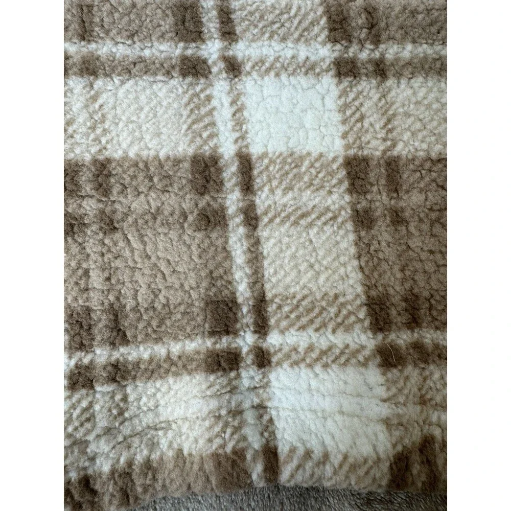 Fashion Nova Plaid Fleece Pullover Womens Cropped 1/2 Zip Teddy Sweater M